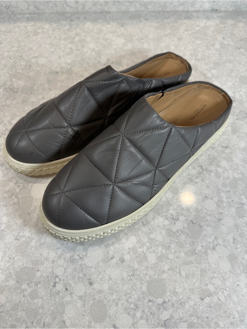 Quilted Slip-On Sneakers in Dark Gray